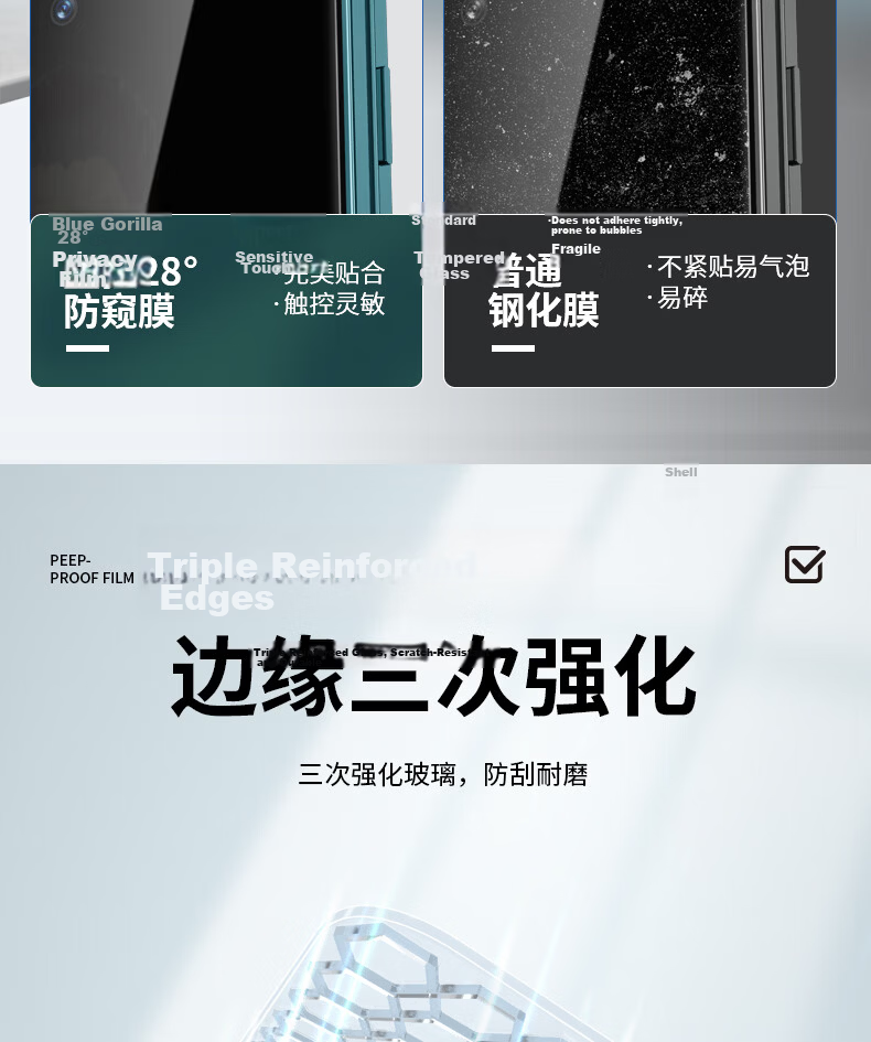 Mr. Blue Gorilla [HD Anti-Peeping Non-Glare] Screen Protector for VIVO X Fold6, Tempered Glass Film, High-Definition Transparent Privacy Protection, Drop-Resistant and Scratch-Resistant Phone Screen P 13