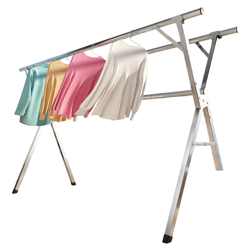 40,000 Kilometers Folding Clothes Drying Rack Floor-Standing Telescopic Rod Indoor Outdoor Balcony Carbon Steel Clothes Hanger Quilt Drying Tool