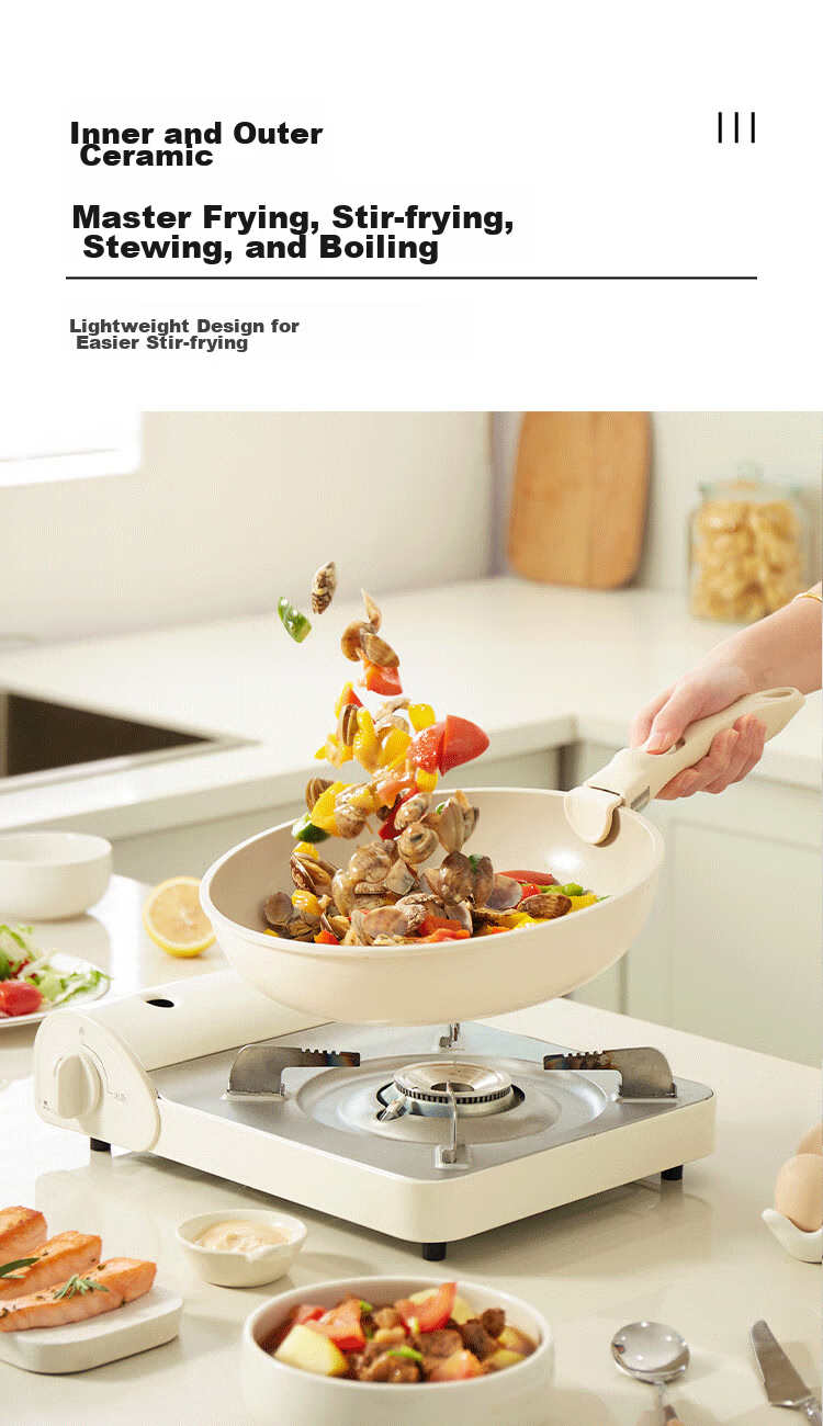 REDCHEF Titanium Ceramic Non-Stick Pan Set with Detachable Handle - Home Cooking Frying Pan, Wok, Frypan, Soup Pot Cookware Set 7