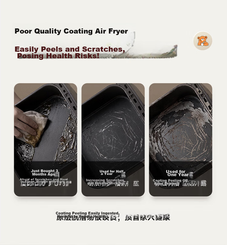 Bear Air Fryer Home Use 0-Coating Stainless Steel Air Fryer Steam Oven Combo 2026 New Model 5.5L Visible Air Fryer QZG-L16D2 3
