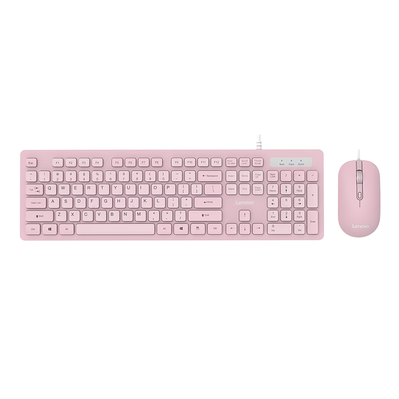 Lenovo Wired Keyboard And Mouse Set TL21, Chocolate Keys, Wired Keyboard And Mouse, USB, Business Computer Office Keyboard, Laptop Desktop All-In Keyboard, Pink