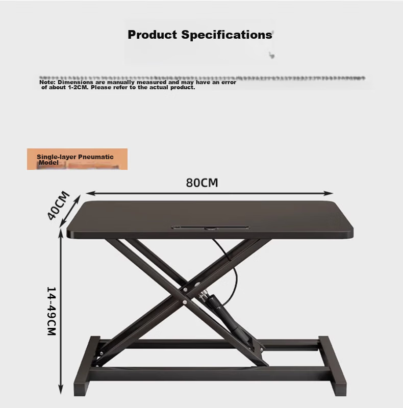 Zhuobo Computer Desk Office Standing Adjustable Folding Desk CZ09 Black Single Layer 80*40cm 15