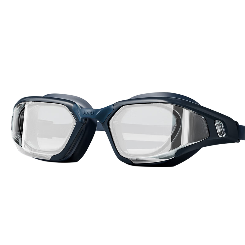 Jeep Swimming Goggles, Waterproof And Anti-Fog, High Definition, for Women with Myopia, Men's Professional Diving Mask, Blue-Gray Color, Coated Lenses