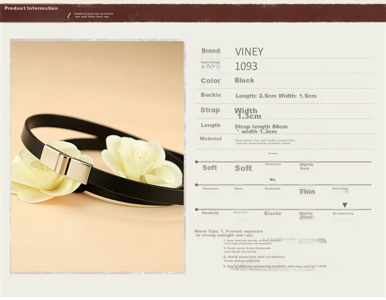 Viney Women's Genuine Leather Belt Simple Versatile Luxury Slim Fashion Decorative Waistband Skirt Belt Birthday Gift 4