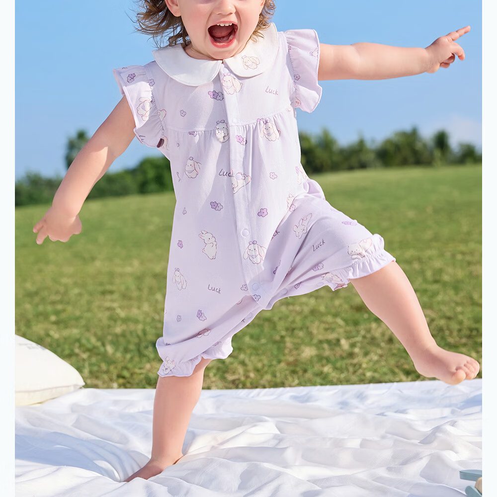 Betis Baby Girls' Modal Short Sleeve Summer Romper Cute Infant Toddler Jumpsuit 23
