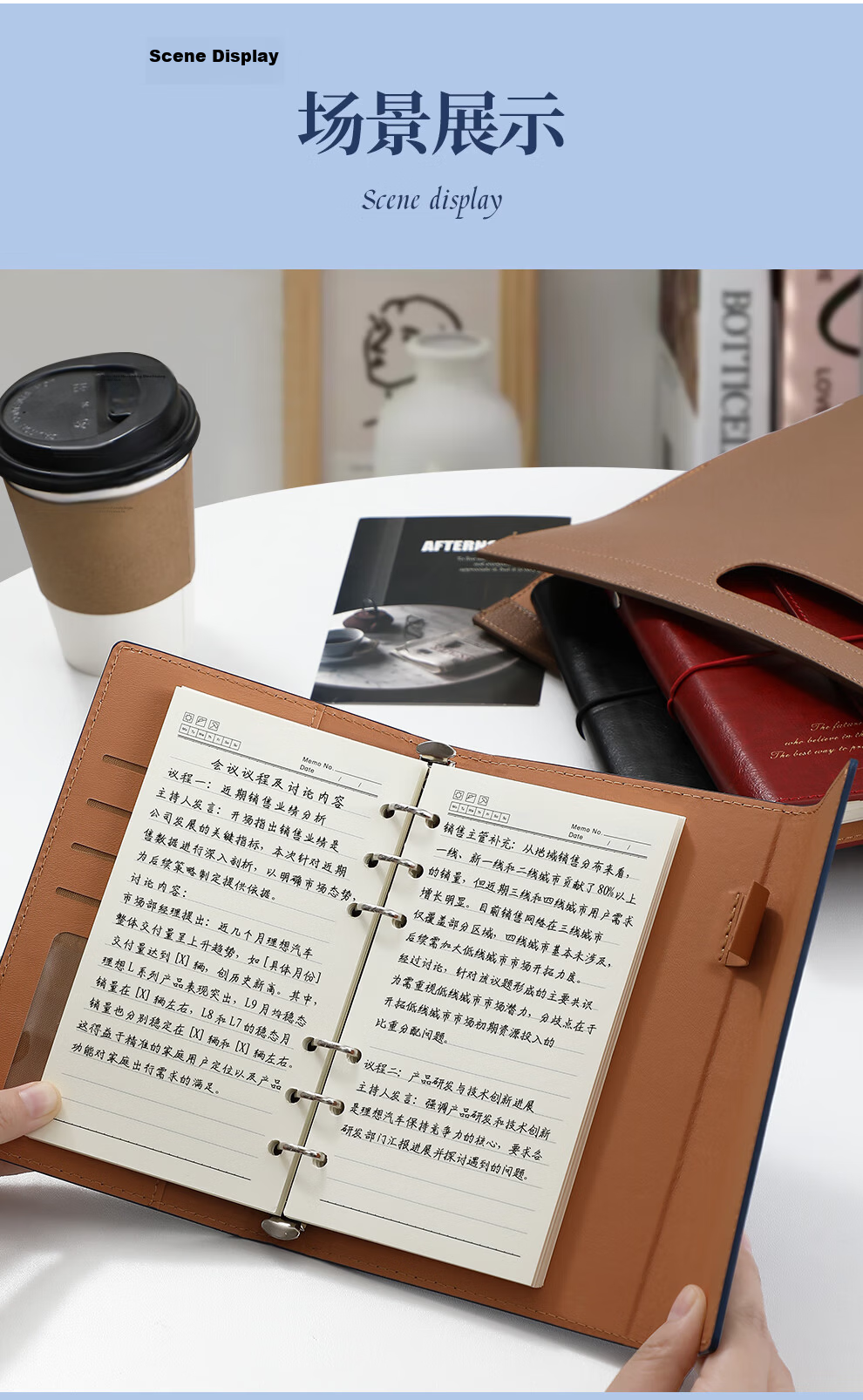 Jiaran Heng Vintage Leather Cover Premium Business Notebook A6 Refillable Notebook Simple High-Quality Customizable Logo Travel Journal Red 15