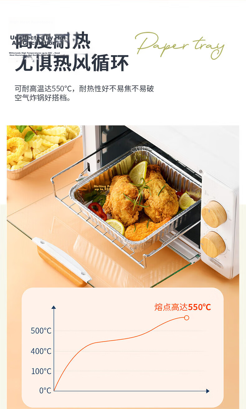 Chu Wang Ye Air Fryer Special Aluminum Foil Bowls and Trays 20.5cm*50pcs Square Disposable Aluminum Foil Baking Trays and Food Containers 6