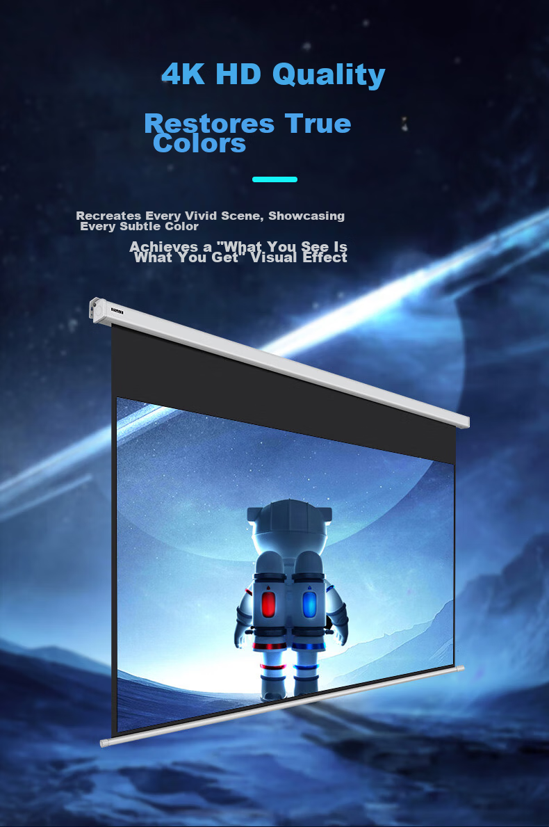 IN&VI Electric Screen DF Nano Fiber 72-inch 16:9 Home Projector Screen Office Projector Screen HD Projection Cloth Compatible with JmGO XGIMI Dangbei Projectors 3