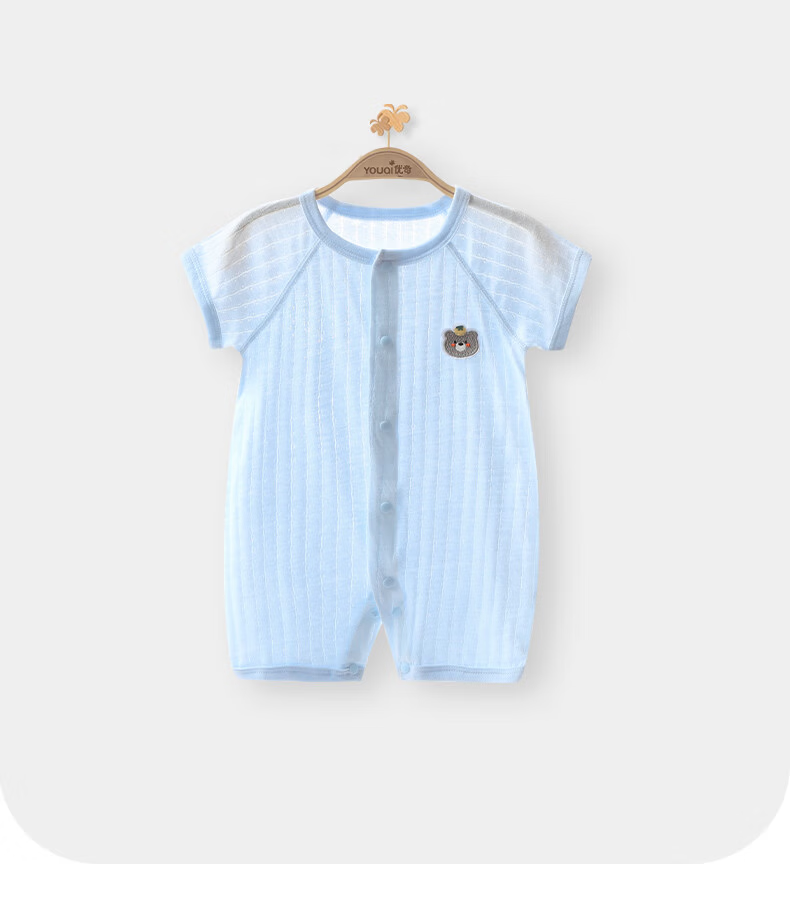 Youqi Baby Summer Short Sleeve Romper Newborn Lightweight Cotton Comfortable Infant Jumpsuit Homewear 15