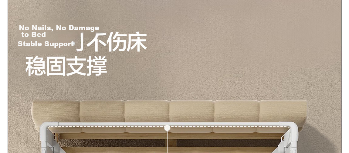 Beiyi Baby Anti-Fall Protective Bed Rail Guard No-Drill Bed Fence 1.8×2m Double-Sided Set 13