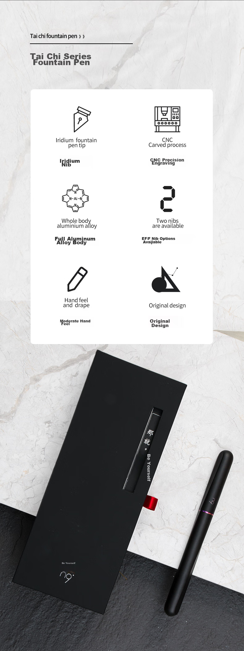 N9 Fountain Pen Taiji Series Xuan Yu Black EF Nib 0.4mm Business Office Birthday Gift Back to School Essential 3