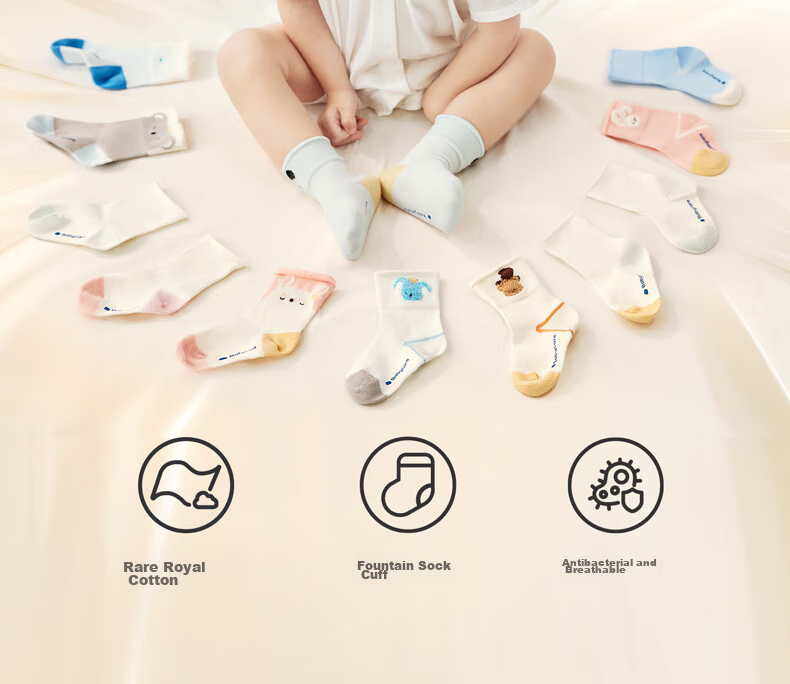 Babycare Children's Socks Boys Cotton Socks Girls Floor Socks Baby Toddler Socks Newborn Infant Socks Milk Coffee Green 3 Pairs Size S 2