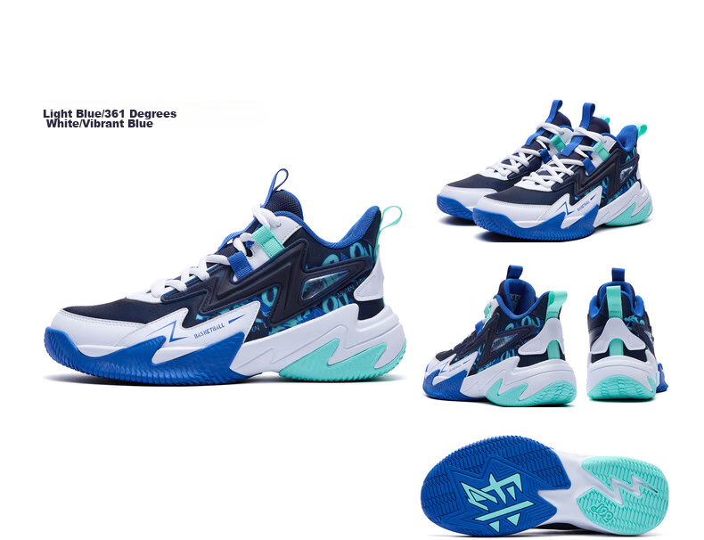 361° Hanjiang Children's Basketball Shoes, Size 25, All-Season Youth Practical Training, Hard-Wearing Basketball Shoes, Blue, Size 38 16