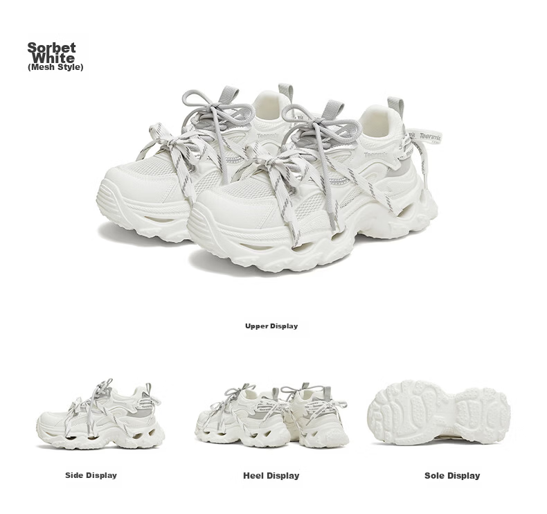 Tianmeiyi Qixi Festival Gift Women's Dad Sneakers Thick Sole Casual Shoes Snow Sorbet White/Lighter - 6CM Size 40 20