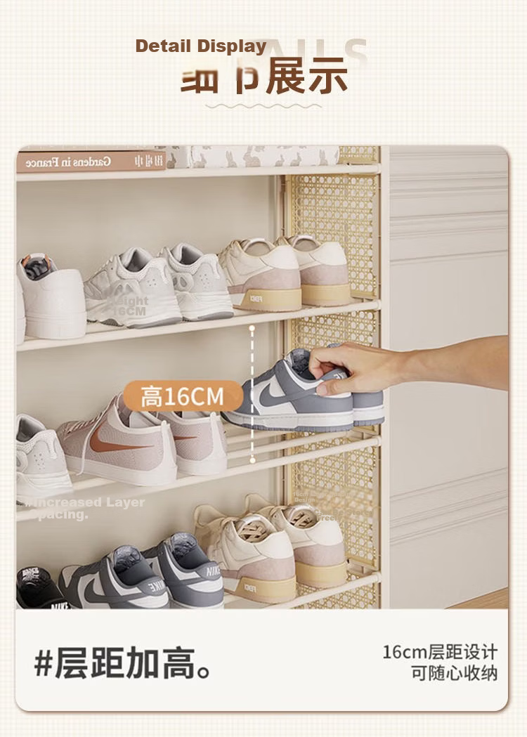 Anerya Multi-Layer Home Shoe Rack Woven Shoe Cabinet Narrow Dormitory Small Rental Shoe Storage Organizer 4-Tier 7