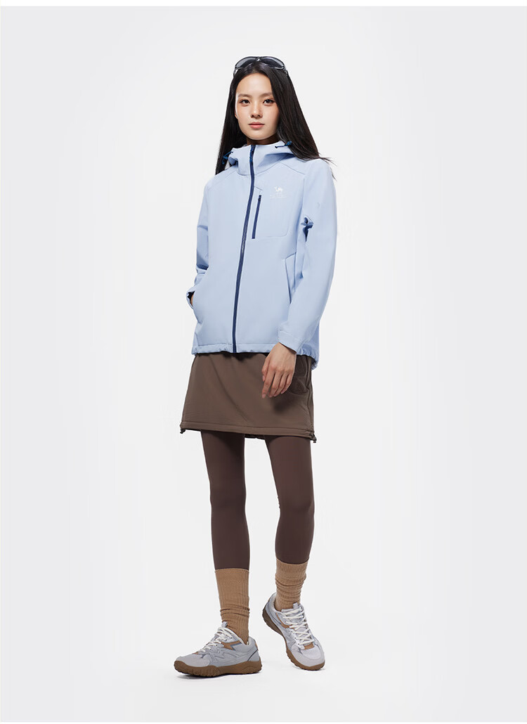 CAMEL Outdoor Softshell Jacket Women Fleece Lined Warm Anti-Static Windproof Waterproof Hooded Coat Men XL 38