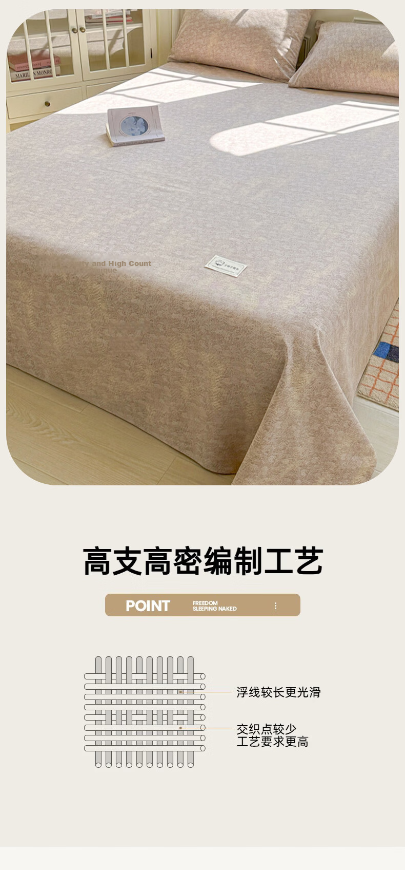 MUJI Class A Antibacterial 100% Cotton Coarse Weave Bed Sheet Single Piece Double Thick Pure Cotton Bedspread 200*230cm 8