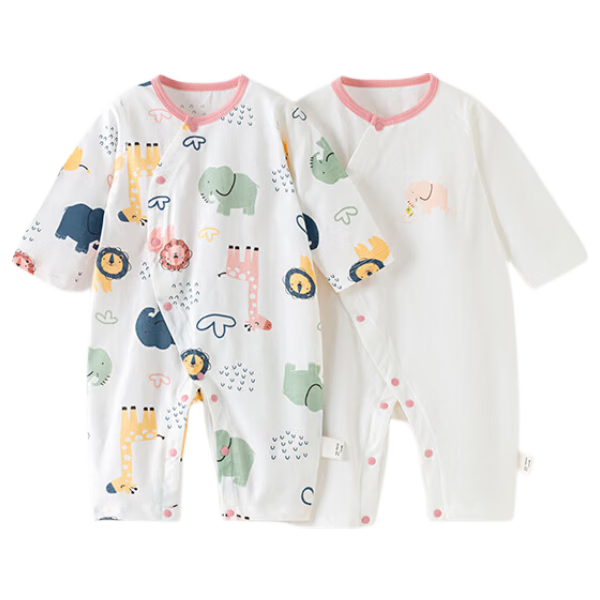Happy Little Bear Baby Romper Spring Thin Cotton Long Sleeve Newborn Bodysuit 2-Pack