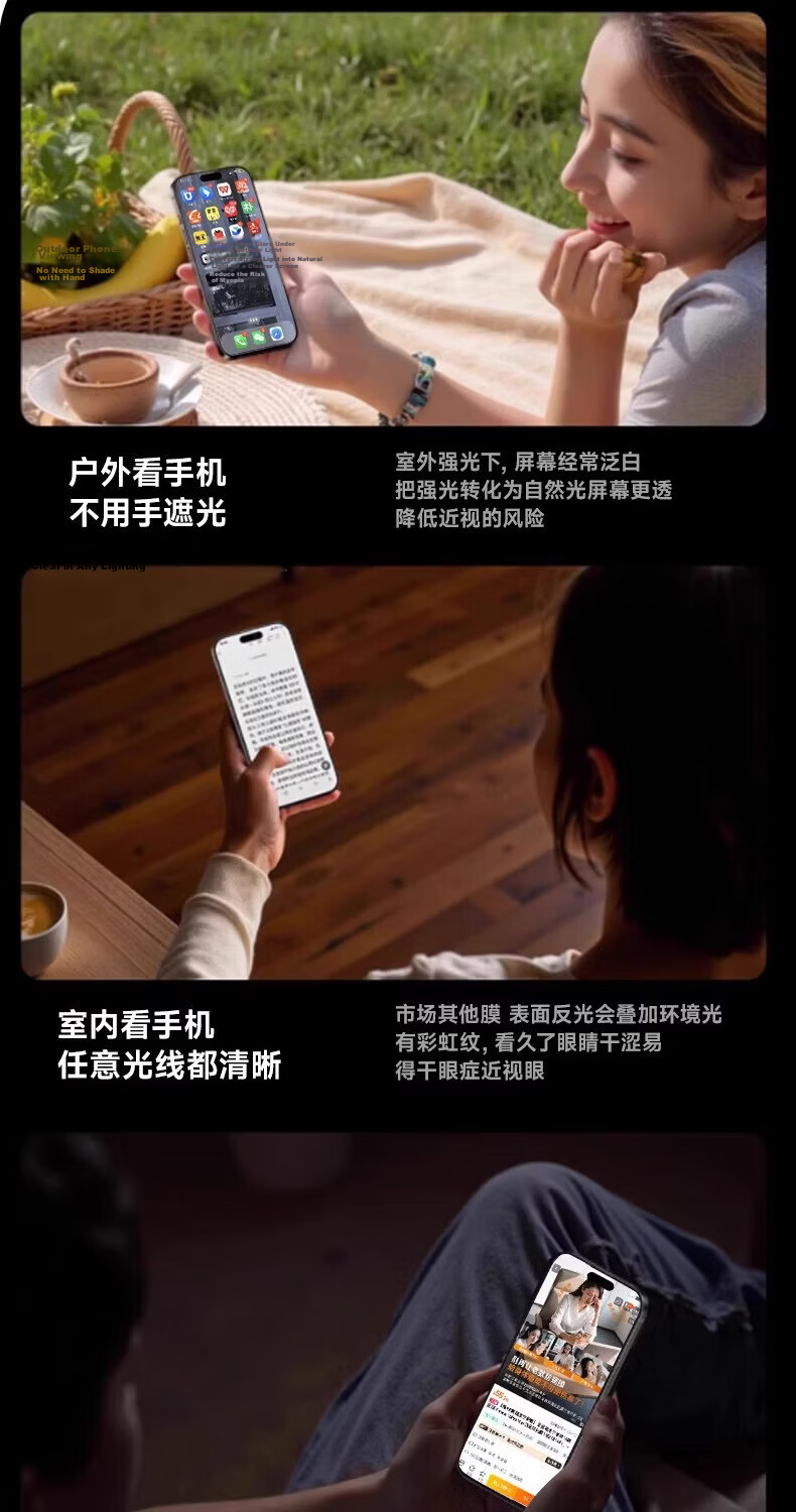 DIVI AR Anti-Reflective Tempered Glass Screen Protector for iPhone 16 iPhone 15 Eye Protection Full-Screen Dustproof Cleanroom Film 13