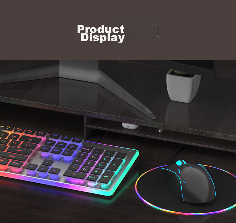 MageGee GK970 Wired Keyboard and Mouse Combo 104-Key Office Gaming Home Silent RGB Backlit Membrane Keyboard White 12