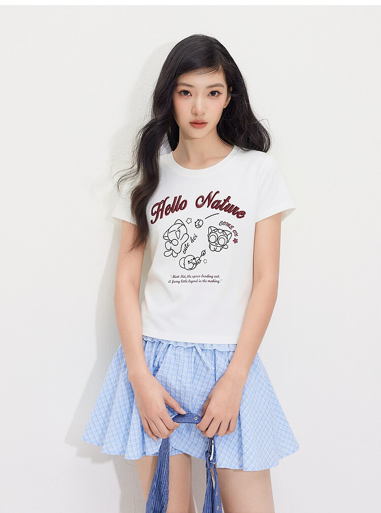 Semir Cooling T-Shirt | Luo Xiaohei Short Sleeve T-Shirt for Women Summer Short Slim Fit Shoulder 2026 Fun Clothing 109326100044 24