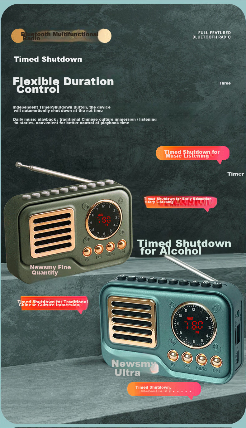Newsmy L81 Portable Mini Rechargeable FM Radio Bluetooth Speaker for Elderly Music Player 2