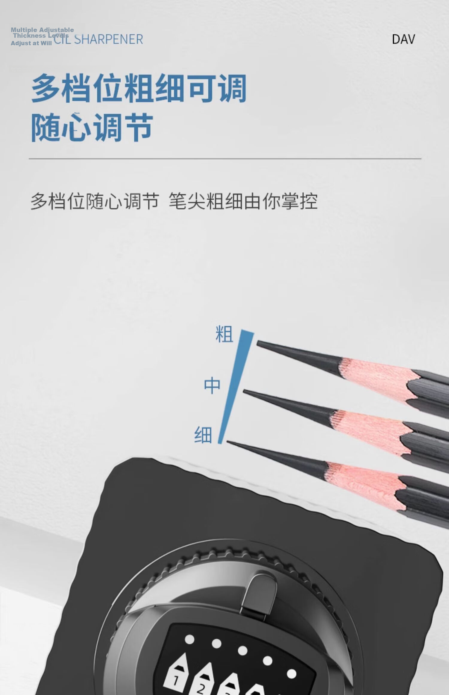 DaV Pencil Sharpener New V5 Vibrating Gold Dav Sketch Sharpener Small V Sketching Charcoal Pencil Lead Colored Pencil Dedicated Rotary Pencil Sharpener Art Student Special Writing Long Pencil Core Hand-Cranked Rotary Pencil Sharpener 13