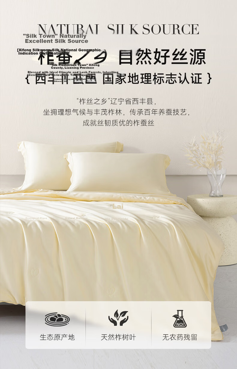 Mengjie Home Textile [70th Anniversary] 100% Silk Spring and Autumn Quilt Four Seasons Duvet Tencel Filling Approx. 850g 200*230cm 5