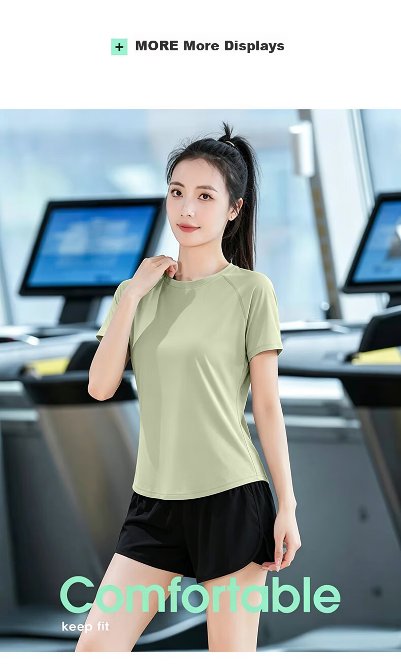 VICTORIATOURIST Women's Sports Set for Outdoor Morning Runs, Fitness Wear, Indoor Short-Sleeve Yoga Outfit, Gym And Hiking Running Clothes 15