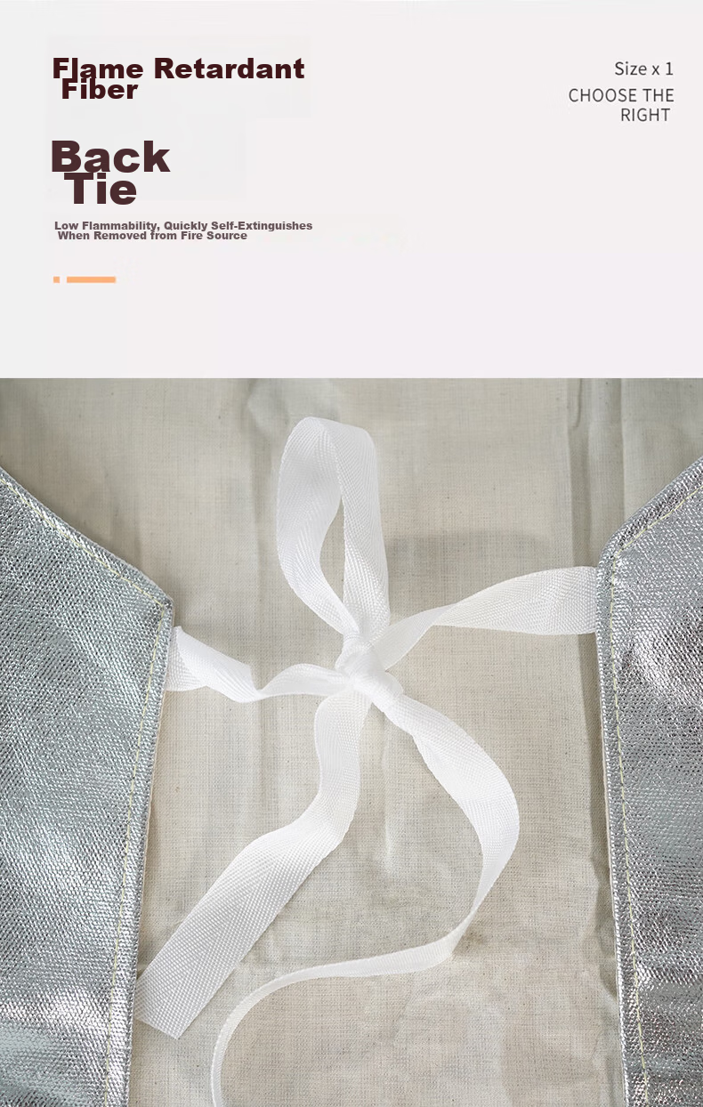 Mandle Heat-Resistant Apron Aluminum Foil High-Temperature Resistant Apron 1000℃ Anti-Scald Heat Protection Aluminum Steel Plant Smelting Protective Clothing Maternity Heat-Resistant Apron Silver 5