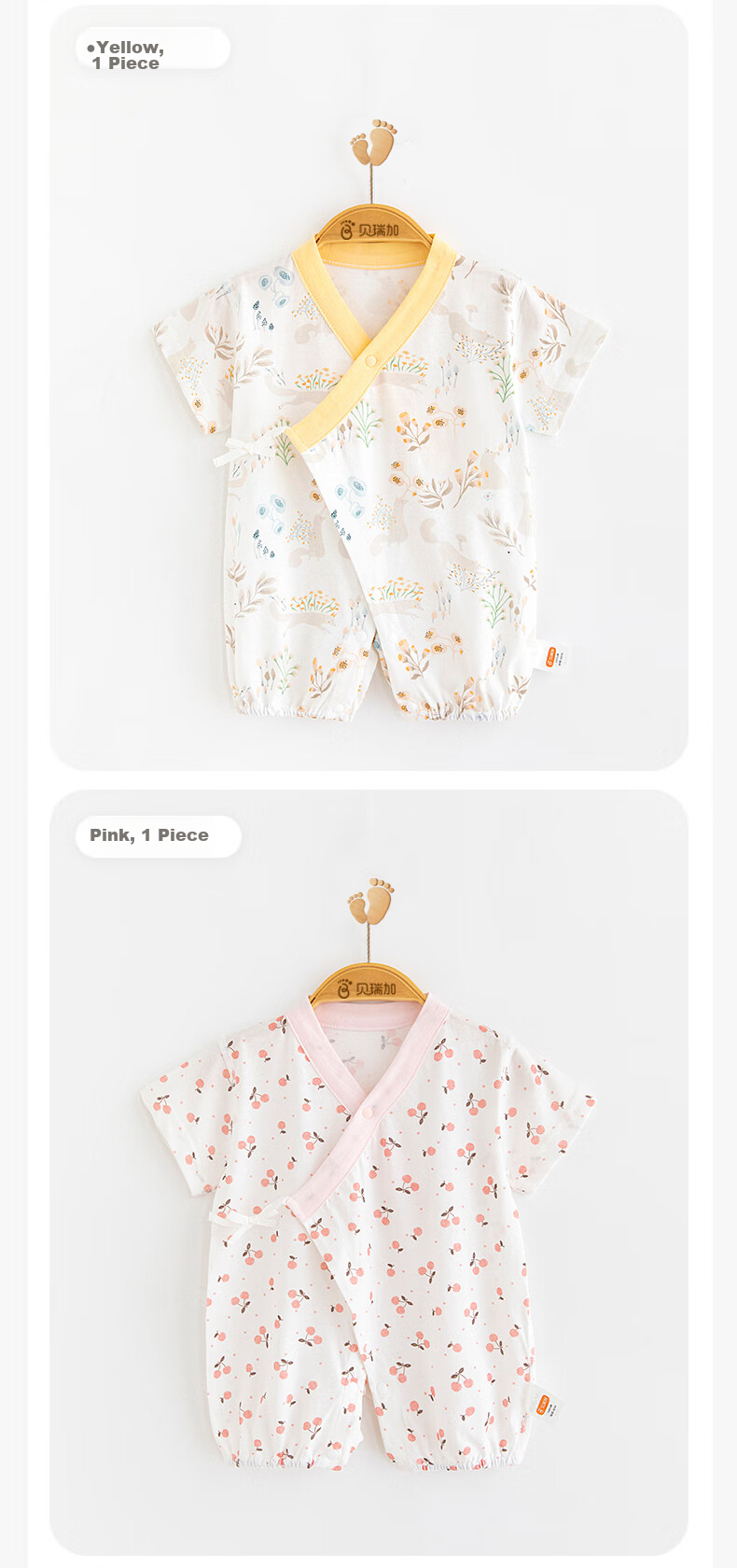 Babyprints Infant Romper, Baby Short-Sleeve Bodysuit, Summer Pure Cotton Onesie, Soft Belly-Protecting Full Moon Outfit, Blue, Size 66 11