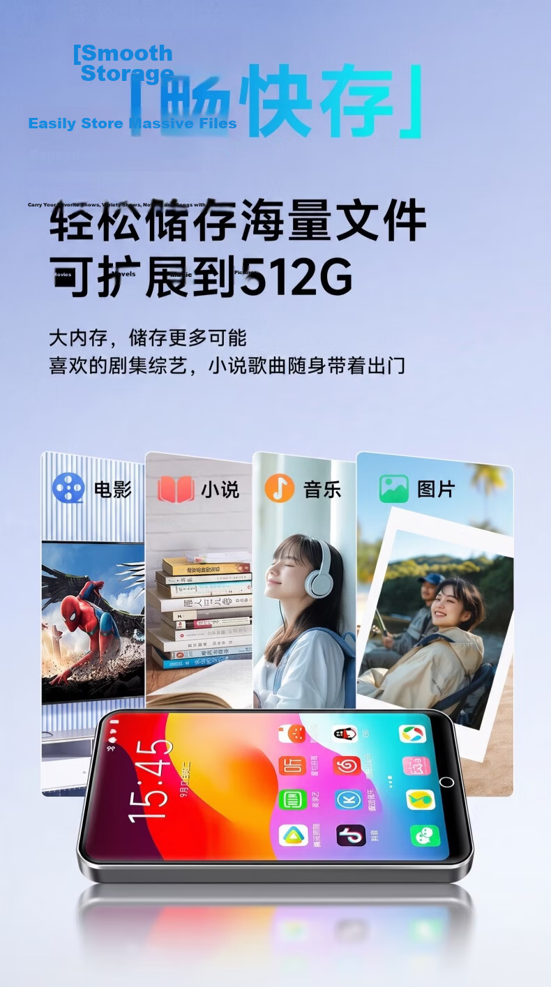 Fanmu BF61 Premium Edition MP3/MP4 Player WiFi Internet Android 14 4+32GB RAM MP5 Lossless Music Bluetooth Speaker Video E-Book 6