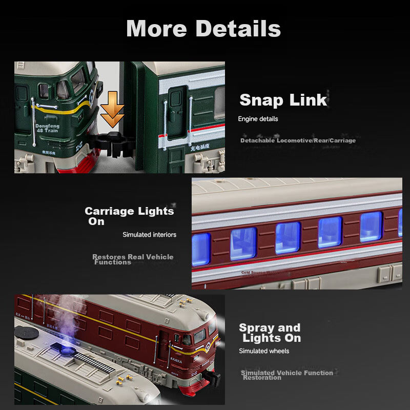 Chiyuchewan Fuxing High-Speed Train Model, Electric Toy Train, Realistic Alloy Car Model, Gift for Boys 8