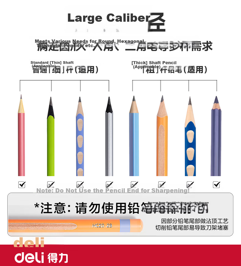 Deli Large-Aperture Hand-Crank Pencil Sharpener with 5 Adjustable Thickness Settings, 12mm Large Triangular Pencil Sharpener for Students' Stationery, Exams, And Children's Birthday Gifts 1