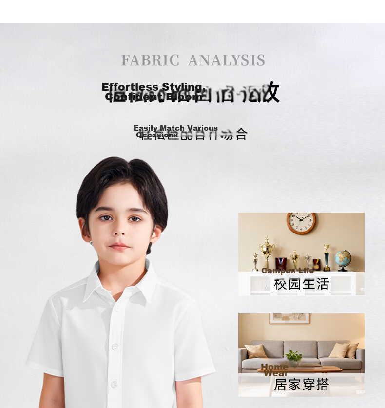 Shanshan Kids Short Sleeve Shirt Boys Girls White Shirt School Uniform Performance Costume White 120 5