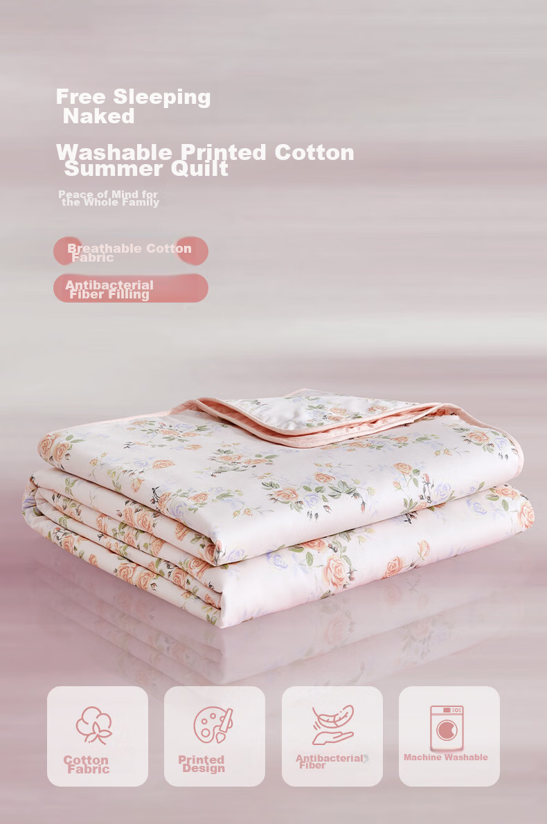 Boyang Home Textile Summer Cooling Quilt Antibacterial Washable 100% Cotton Air Conditioning Quilt Pure Cotton Summer Blanket Approx. 2 Jin 150*210cm 8
