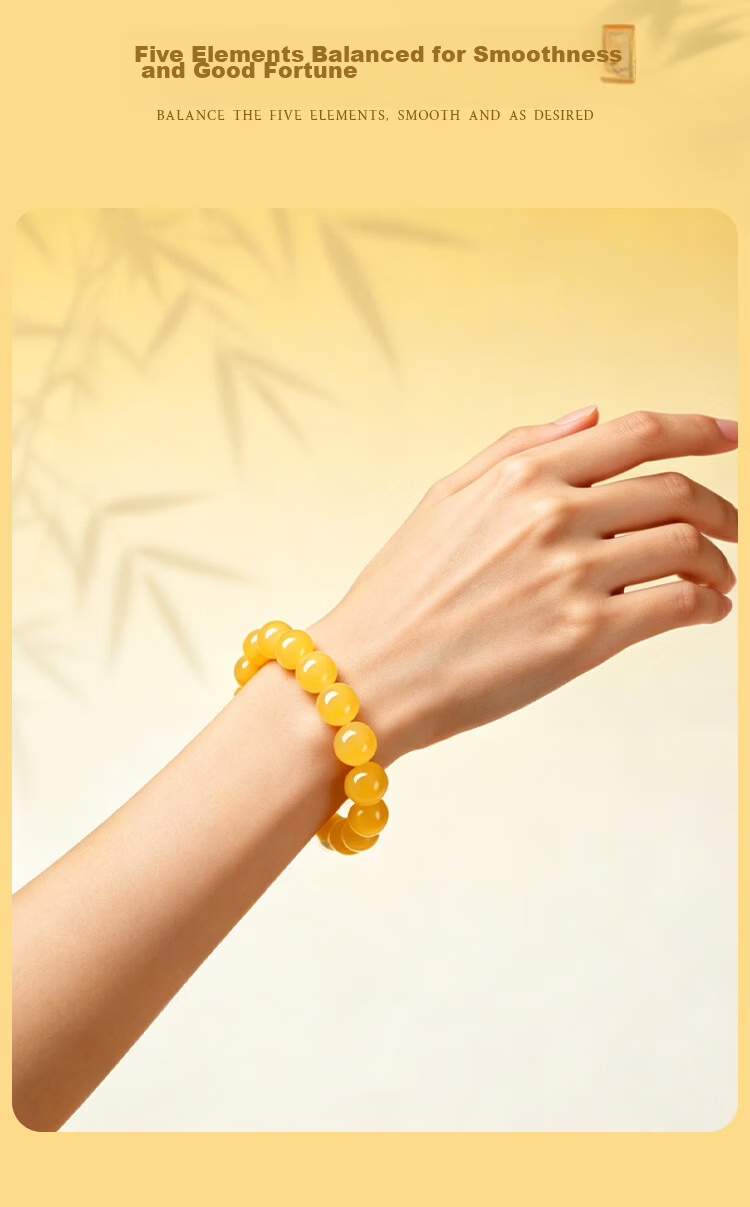 Sanqingshan Natural Yellow Agate Bracelet Unisex Five Elements Fortune Beads Jade Crystal Wristband Birthday Gift for Girlfriend Wife 11