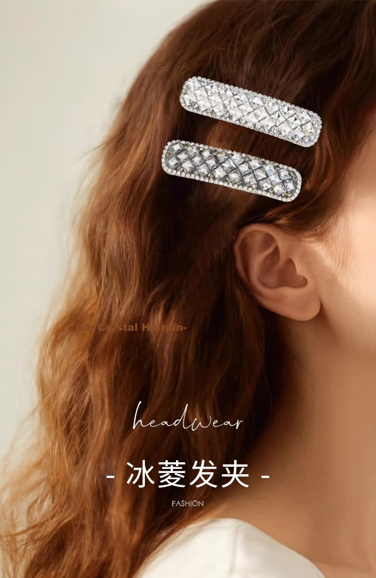 Aji Bean Women's Hair Clip Fashion Shiny Galaxy Blue Diamond Bowknot Bangs Clip Exquisite Luxury Side Clip for Flyaway Hair 1