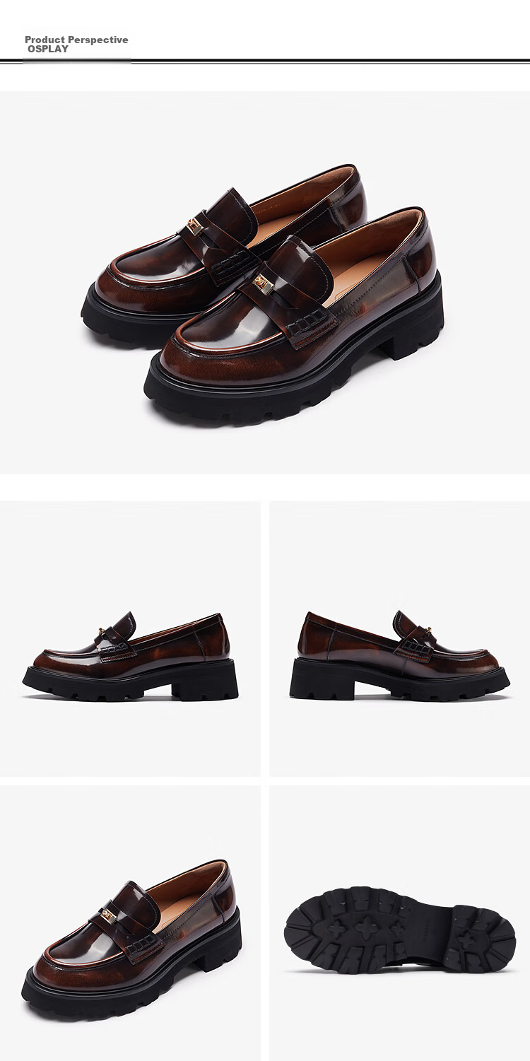 Lyle & Scott Laifu Family 2026 Spring Summer British Retro Loafer with Buckle Women 45302 Vintage Brown BRB 34 16