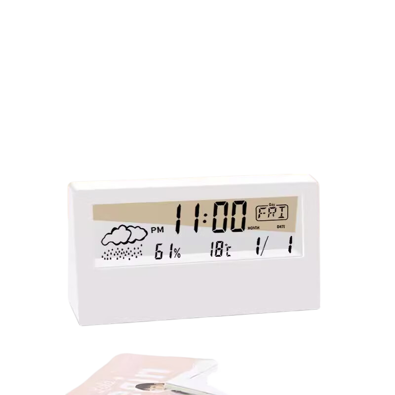 Bingyou Electronic Alarm Clock with Temperature And Humidity Meter, Transparent Design Weather Display, ABS Material, Student-Specific, Sleep Mode, Smart Wake-Up Device, Intelligent Clock