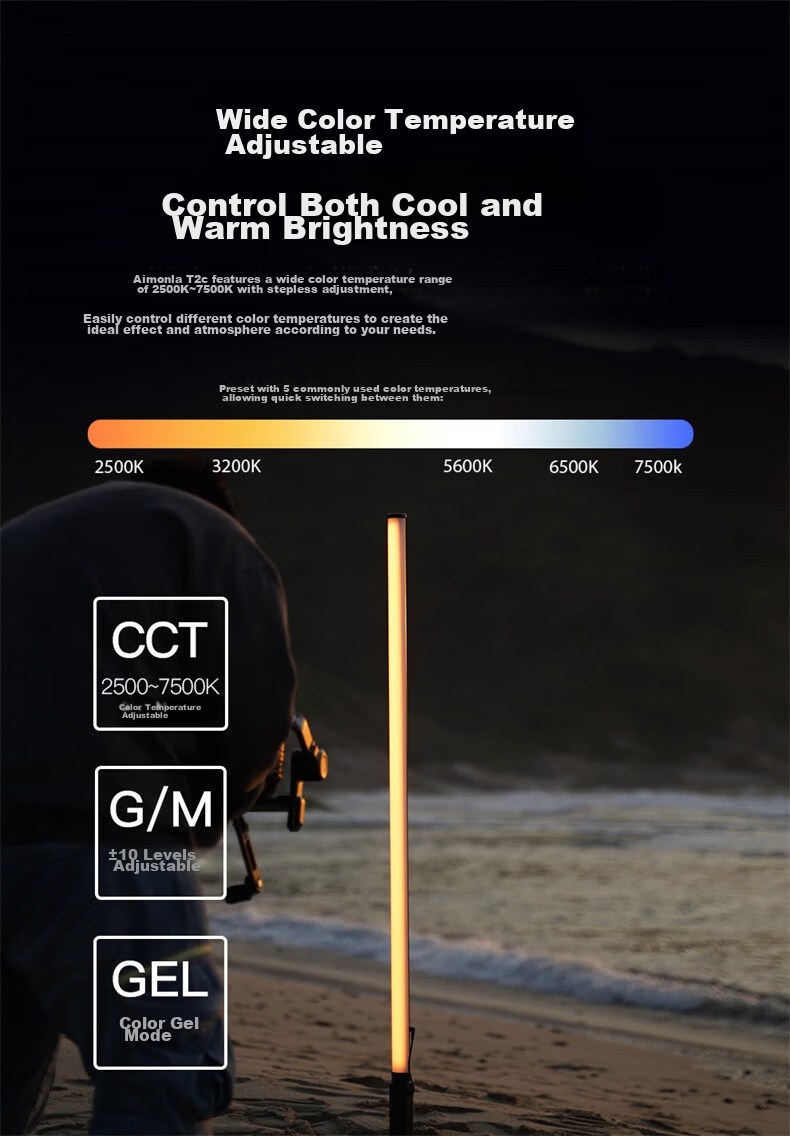 AMARAN Aputure T2c Handheld LED Fill Light Stick Outdoor Portable RGB Full-Color Stick Light for Live Streaming Photography Soft Ambient Light 6