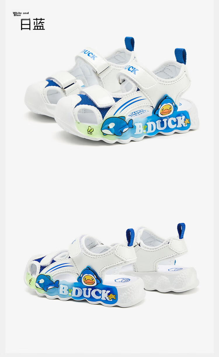 B.Duck Girls' Sandals, Summer Shiny Colorful Light-Up Shoes, Baby Closed-Toe Beach Shoes, 5017 Pink, Size 28 39