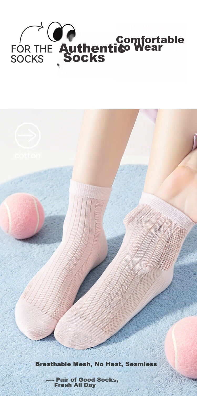 MiiOW Children's Socks, Girls' Summer Socks [Woven Mesh + Ultra-Thin Breathable], Mid-Calf Socks for Baby Girls, Cotton Thin Socks 1