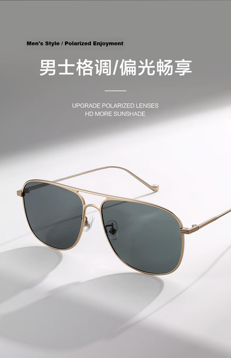 Pulais Pilot Sunglasses Pure Titanium Ultra-Light HD Polarized Men's Driving Fashion Sunglasses Black Frame Gray Lens 3