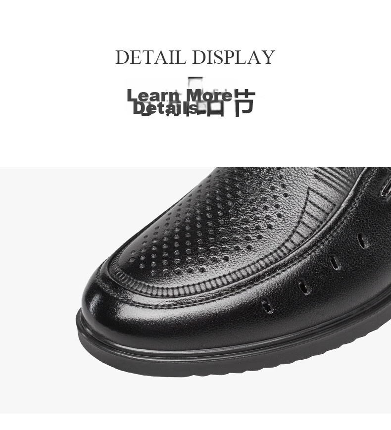 Eierkang Plus Size Men's Genuine Leather Business Formal Slip-On Comfortable Casual Dad Shoes 96361W Black 40 24