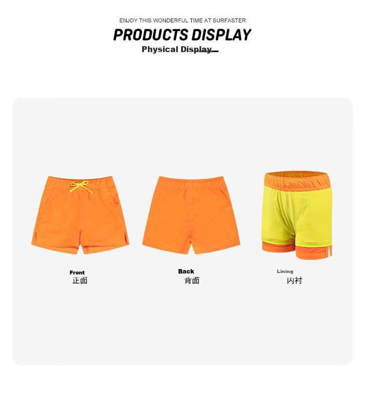 Sulang Kids Swimming Trunks Double-Layer Lined Boys Beach Shorts Anti-Embarrassment Fluorescent Green 140 11