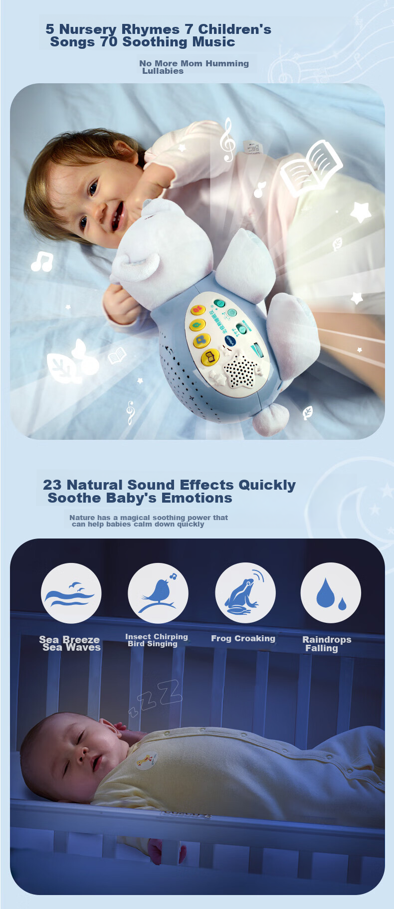 VTech Baby Toy Polar Bear Sleep Aid Musical Comfort Plush Doll, for 0 Months+, Newborn Birthday Gift 3