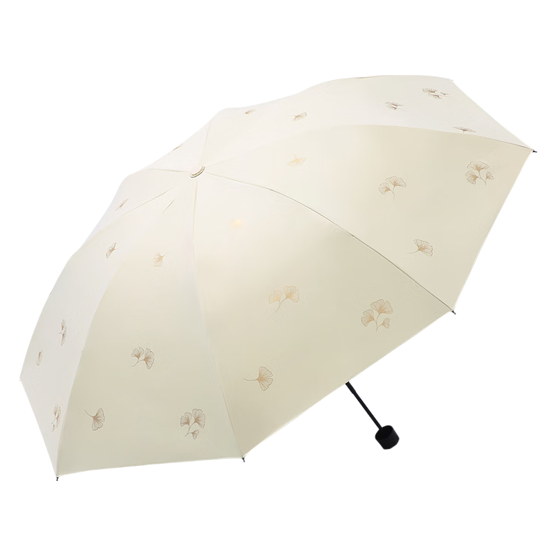 Paradise Umbrella UV Protection Three-Fold Black Coated Sun and Rain Umbrella Ganluo White