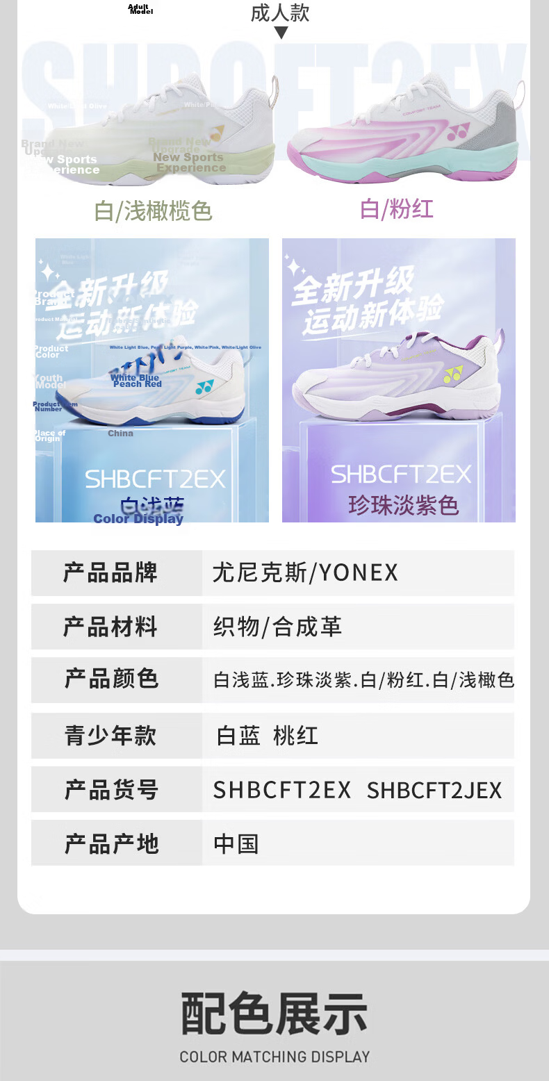YONEX Badminton Shoes with Wear-Resistant Shock-Absorbing Power Cushion for Competition And Advanced Players SHBCFT2EX White And Blue Size 39 6