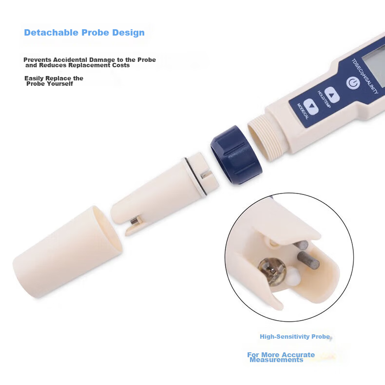 Honggong Water Quality Tester PH/EC/TDS Temperature Salinity Acidity Conductivity 5-in-1 High-Precision Meter Pen 5